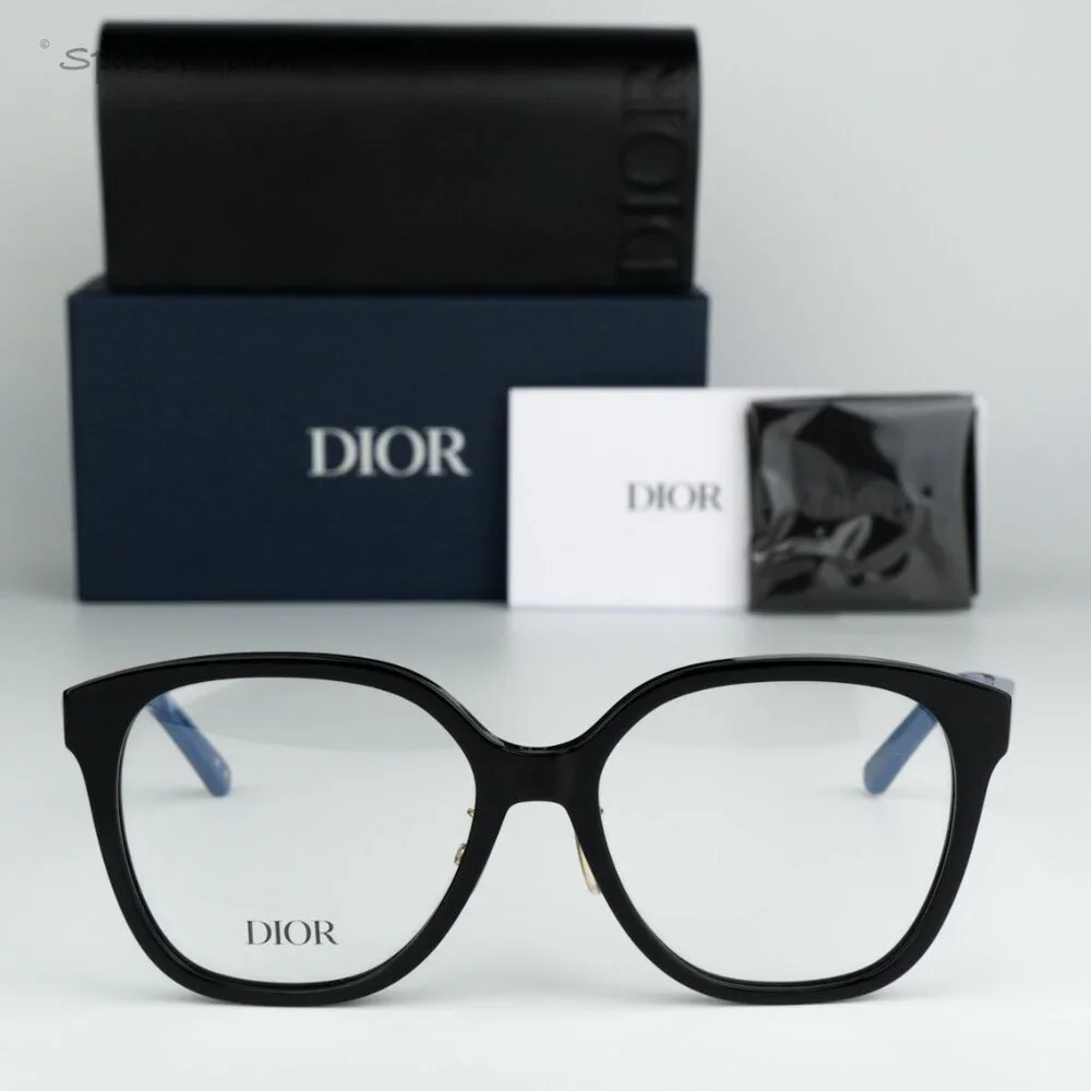 BRAND NEW Dior LAPARISIENNEDIORO S3F 1000 Black Blue Demo Women Round Eyeglasses